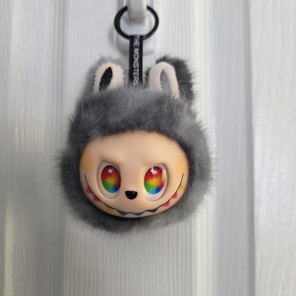 Black Furry Labubu Bag Charm Or Keychain. NEW